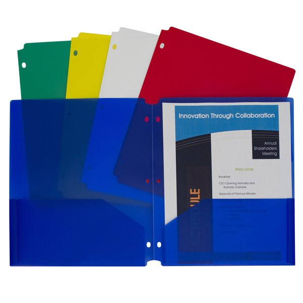 C-Line Products Two-Pocket Heavyweight Poly Folder, Assorted Colors, 10 Per Pack, PK2 32930
